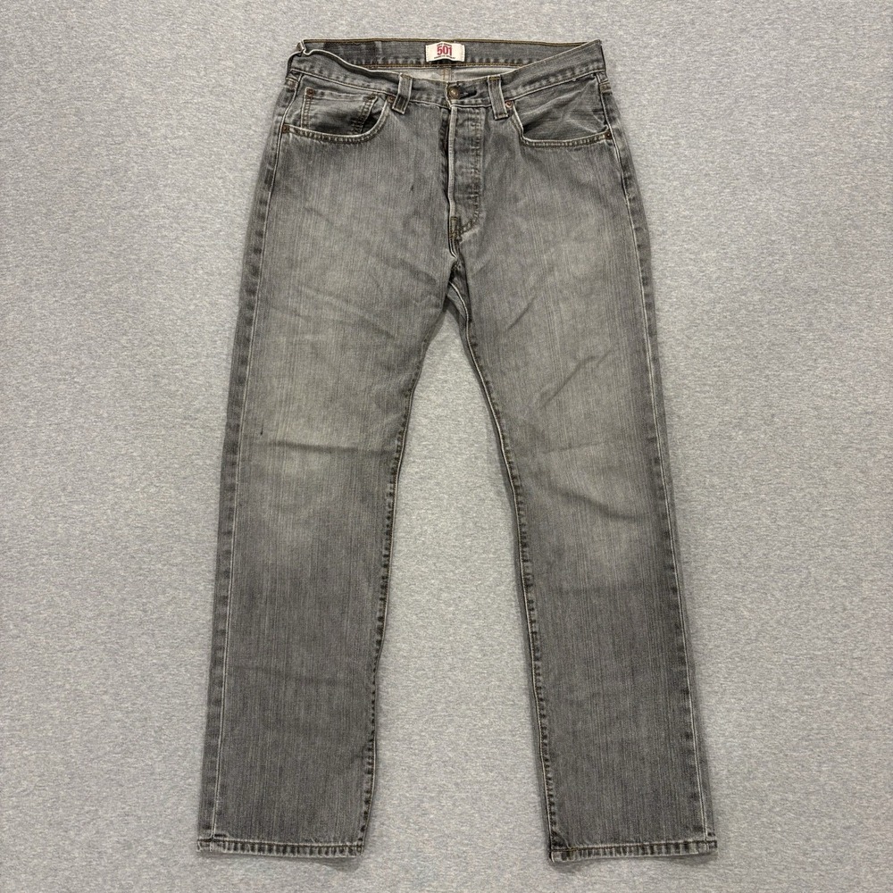 Levi's 501 Jeans Mens Size 32x32 (Fits 31x30) Gray Straight Leg Button Fly Denim